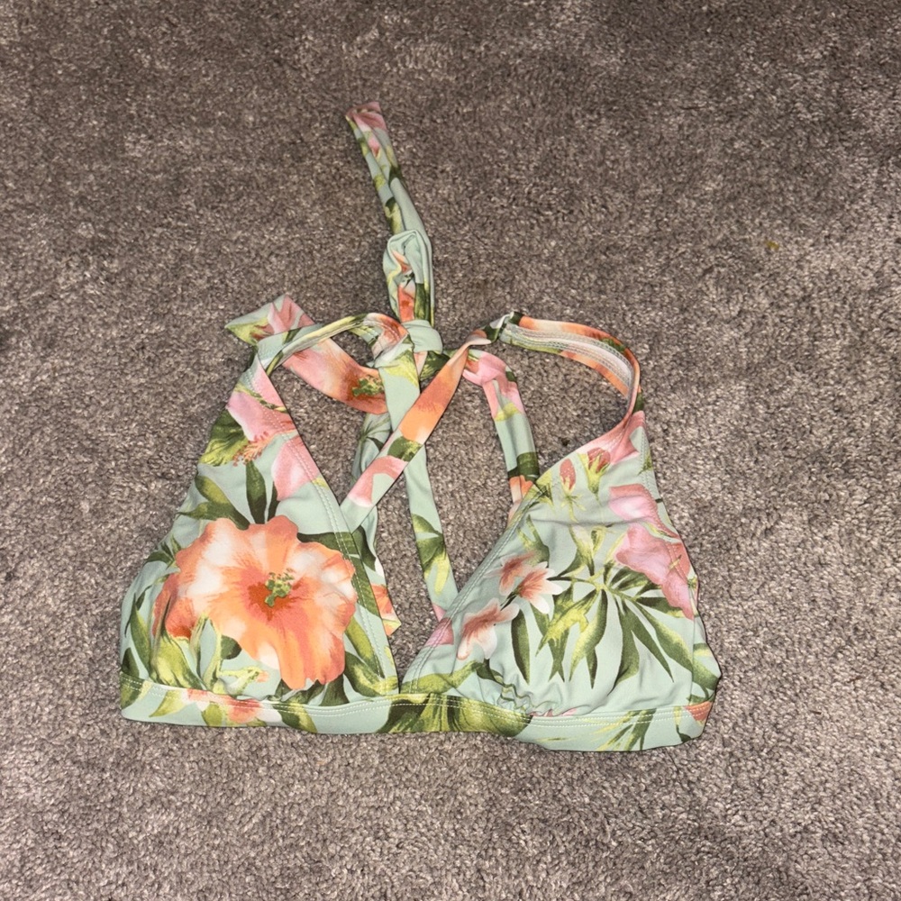 Shade & Shore Floral Bikini Top - Green and Orange new size s - Picture 2 of 10